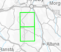  Map with two frames in the form of squares stacked on top of each other. 