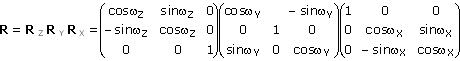 Definition of the rotation matrix of the three-dimensional Helmert transformation.