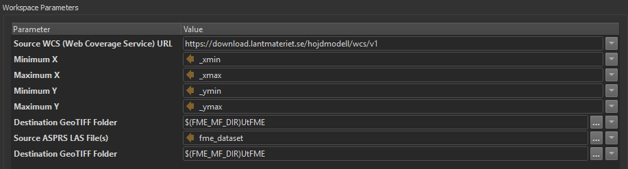 Utsnitt från inställningar i fil nummer ett